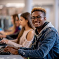 Students sitting in a classroom