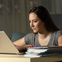 Woman working on a laptop