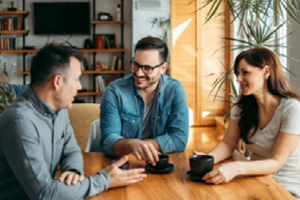 Group of friends having coffee